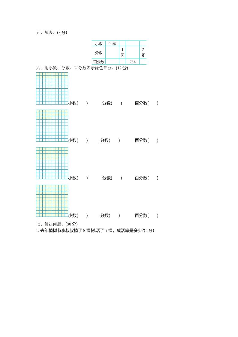 五下（54制）青岛版数学第二单元检测-1插图1