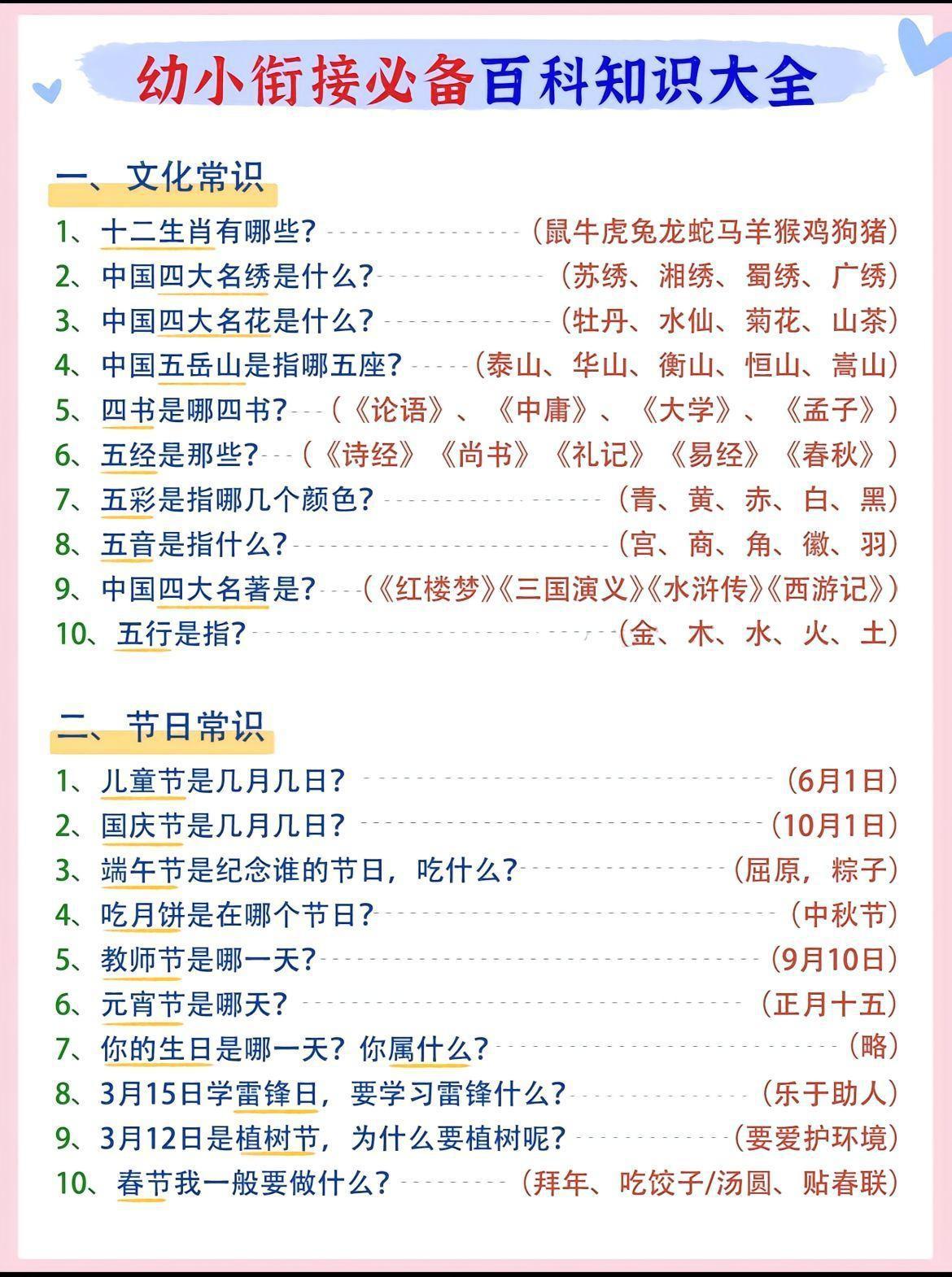 幼小衔接语文必备百科知识大全-创领云聚
