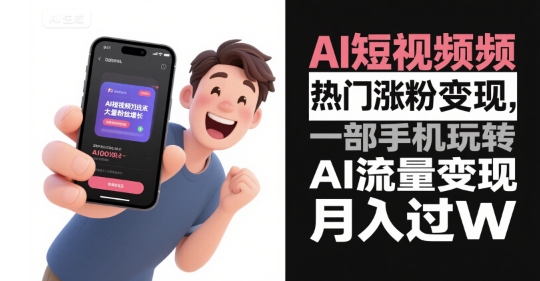 AI短视频热门涨粉变现，一部手机玩转AI流量变现，月入过W-策里行间