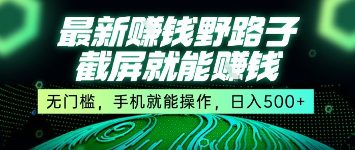 最新野路子截屏就能挣钱，无门槛，手机就能操作，日入5张【揭秘】-策里行间
