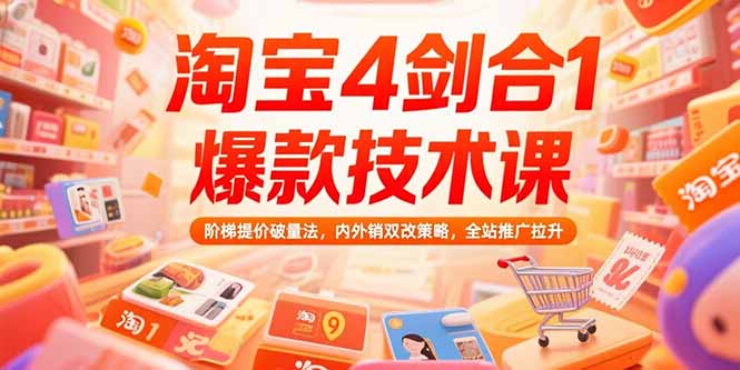 淘宝4剑合1爆款技术课73期：阶梯提价破量法，内外销双改策略 全站推广拉升-创新Ovo