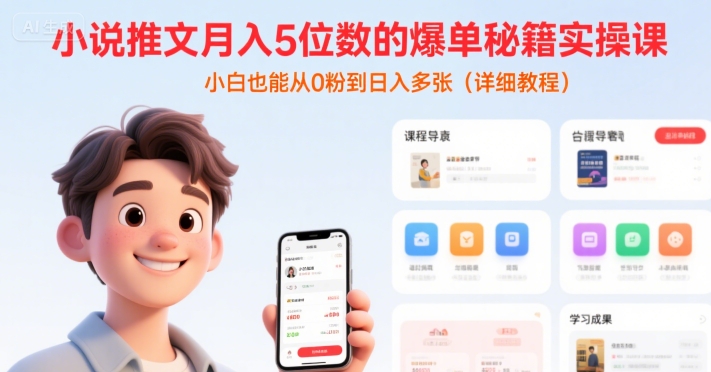 小说推文月入5位数的爆单秘籍实操课，，小白也能从0粉到日入多张(详细教程)-创新Ovo