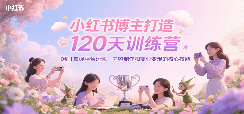 小红书博主打造120天训练营，0到1掌握平台运营、内容制作和商业变现-创新Ovo