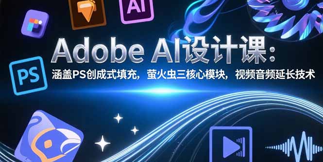 Adobe AI设计课：涵盖PS创成式填充，萤火虫三核心模块，视频音频延长技术-小艾网创