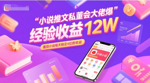 小说推文私董会大佬爆单经验分享收益12W，番茄小说每天稳定4位数收益-小艾网创