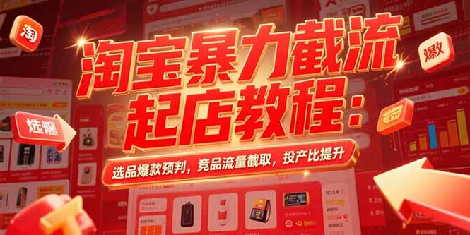 淘宝暴力截流起店教程：选品爆款预判，竞品流量截取，投产比提升-创新Ovo