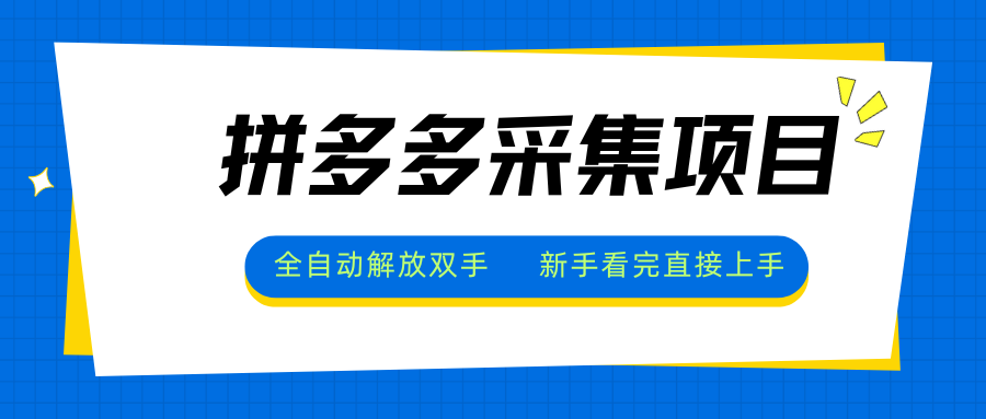 拼多多采集项目，全自动解放双手，单号日入30+-爱找项目网