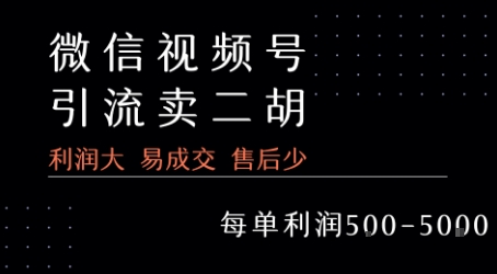 视频号卖二胡教程，利润大 易成交 售后少，一单利润5张+-小艾网创