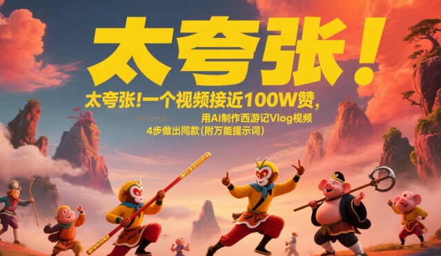 太夸张！一个视频接近100W赞，用AI制作西游记Vlog视频，全流程拆解来了(附万能提示词)-爱找项目网
