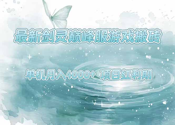 最新剑灵巅峰服游戏搬砖，项目红利期，单机稳定4000+操作简单好上手-白马联创