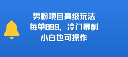 男粉项目高级玩法，每单899，冷门暴利，小白也可操作-小艾网创