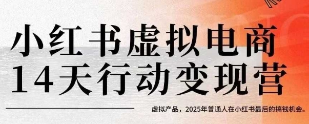 小红书虚拟电商14天变现训练营，虚拟产品，2025年普通人在小红书最后的搞钱机会-小艾网创