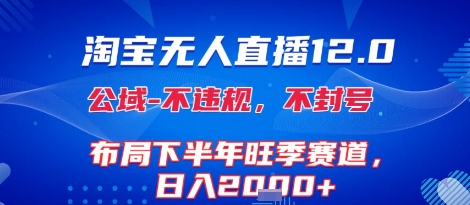 淘宝无人直播12.0，不封号，不违规，布局下半年旺季赛道，日入1k+(独家技术)【揭秘】-爱找项目网