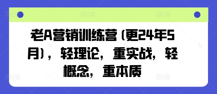 老A营销训练营(更25年7月)，轻理论，重实战，轻概念，重本质-小艾网创