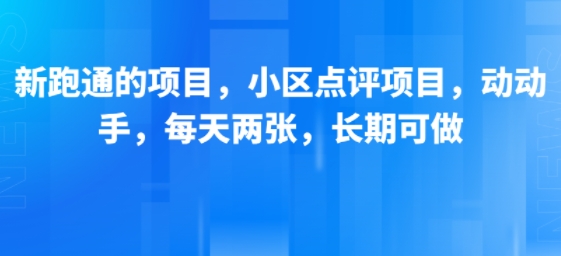 新跑通的项目，小区点评项目，动动手，每天两张，长期可做-小艾网创