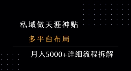 私域做天涯神贴 多平台布局 月入5k+详细流程拆解-创新Ovo