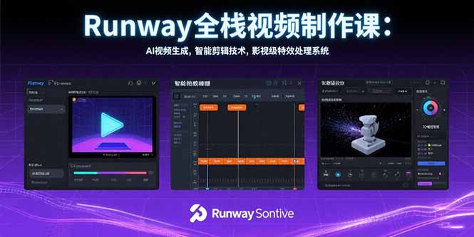 Runway全栈视频制作课：AI视频生成，智能剪辑技术，影视级特效处理系统-创新Ovo