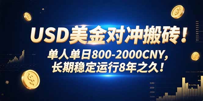 USD美金对冲搬砖!单人单日800-2000CNY，长期稳定运行8年之久!-精品虚拟资源库