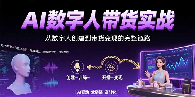AI数字人+带货实战：从数字人创建到带货变现的完整链路-小艾网创