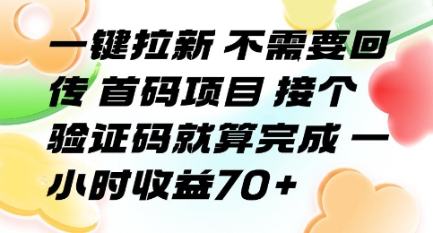 一键拉新 不需要回传 首码项目 接个验证码就算完成 一小时收益70+【揭秘】-七七项目网