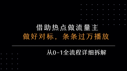 借力热点，乘顺风车玩流量主，条条过万播放， 每月收益5k+，从0-1全流程详细拆解-创新Ovo
