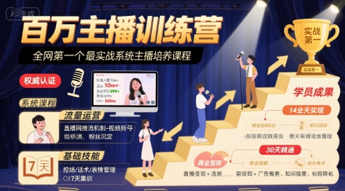 百万主播训练营，全网第一个最实战系统主播培养课程-创新Ovo