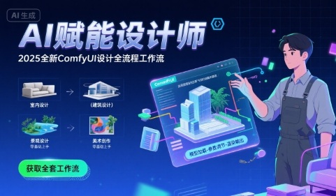 AI赋能设计师， 2025全新comfyui设计全流程工作流 ，室内-建筑-景观-美术，零基础直接上手-创新Ovo