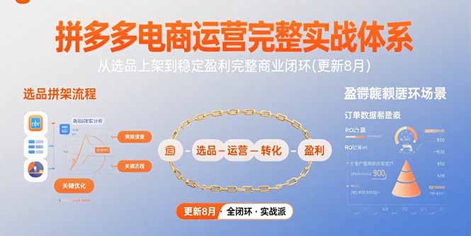 拼多多电商运营完整实战体系，从选品上架到稳定盈利完整商业闭环(更新8月-小艾网创