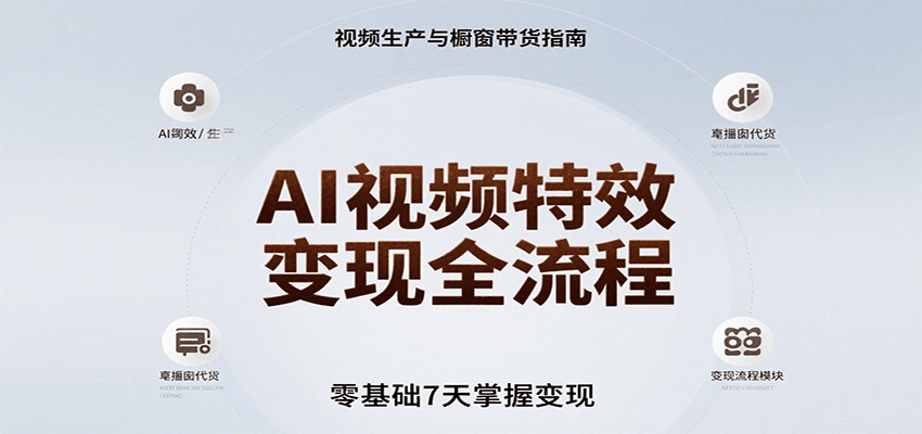 AI视频特效变现全流程，零基础7天掌握视频生产到橱窗带货变现-创新Ovo