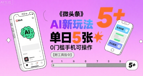 微头条AI新玩法，小白单日5张+，0门槛手机可操作【附工具指令】-小艾网创