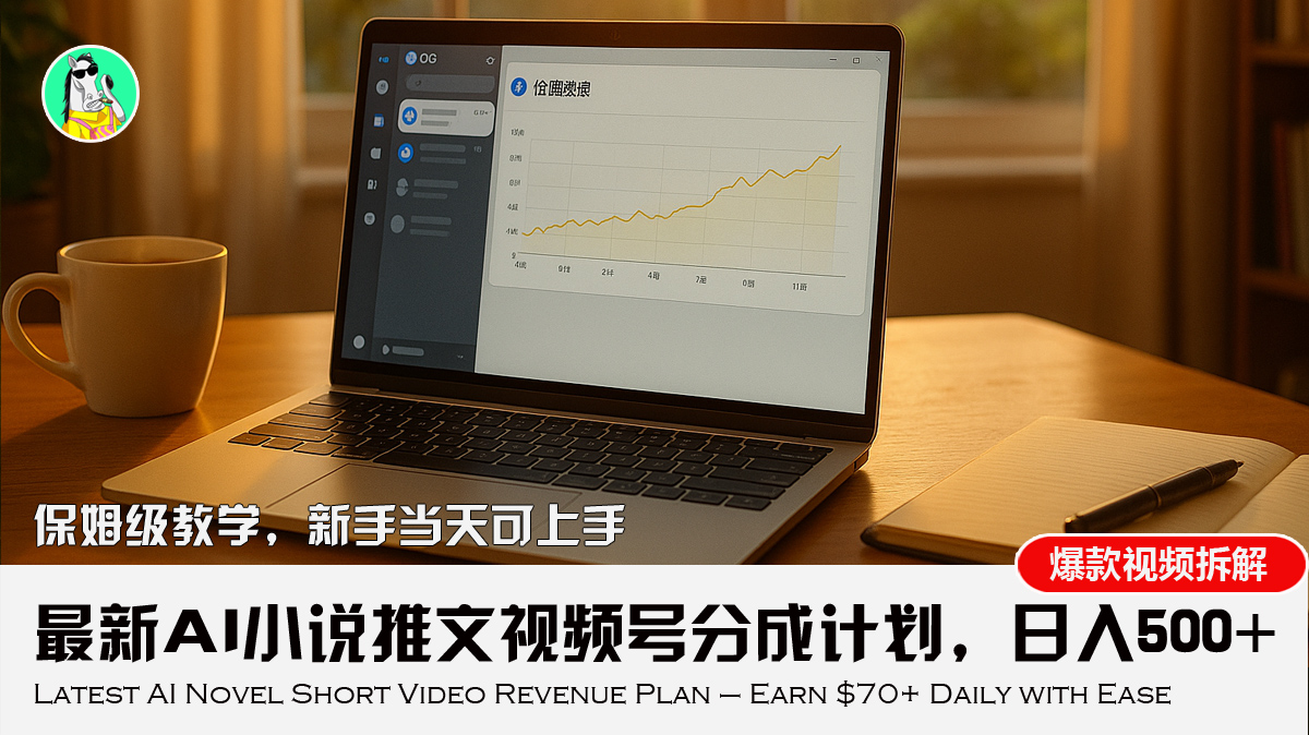 最新AI小说推文视频号分成计划，新手小白也能当天日入500+教程-七七项目网