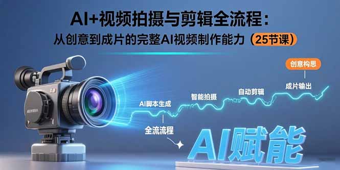 AI+视频拍摄与剪辑全流程：从创意到成片的完整AI视频制作能力(25节课-小艾网创