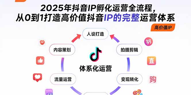 2025年抖音IP孵化运营全流程，从0到1打造高价值抖音IP的完整运营体系-小艾网创