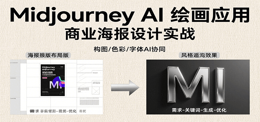 Midjourney AI绘画应用，关键词指令解析、漫画头像制作、海报设计、3D人物生成等-小艾网创
