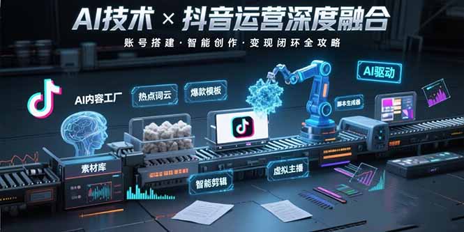 AI技术与抖音运营的深度融合应用：涵盖账号搭建、内容创作、收益变现等-小艾网创
