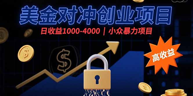 美金对冲创业项目，日收益1000-4000，小众暴力项目-棕熊云分享