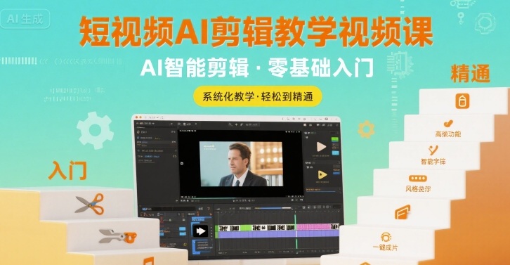 短视频AI剪辑教学视频课，入门到精通-小艾网创