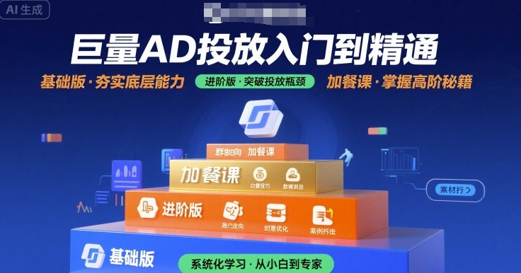 巨量AD投放入门到精通，基础版+进阶版+加餐课-白马联创
