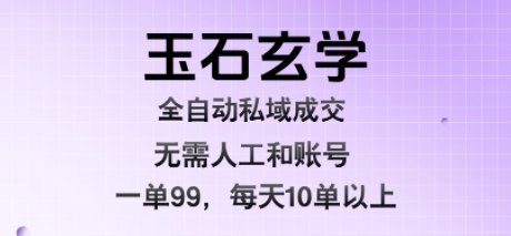 玉石玄学全自动私域成交，一单99每天十单以上，无需人工和矩阵账号，蓝海项目直接干【揭秘】-精品虚拟资源库