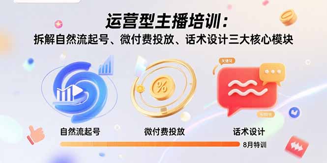 运营型主播培训：拆解自然流起号、微付费投放、话术设计三大核心模块-8月-精品虚拟资源库