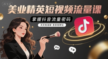 美业精英短视频流量课，掌握抖音流量密码，天天有询单，条条有转化-精品虚拟资源库