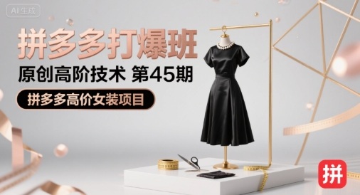 拼多多打爆班原创高阶技术第45期，拼多多高价女装项目-新时光资源网