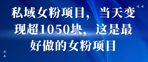 私域女粉项目，当天变现超1k，这是最好做的女粉项目，可放大操作-爱找项目网