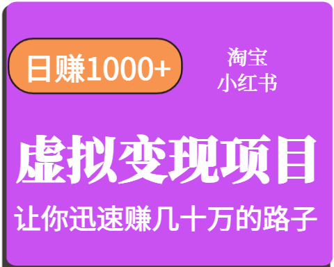 淘宝OR小红书虚拟变现，日赚1000+，多账号操作年收入几十W不等-新时光资源网