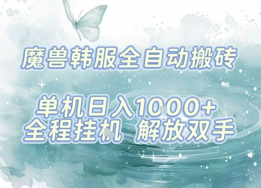 最新韩服游戏搬砖，单机日入1k+，全自动运行挂G项目，解放双手【揭秘】-白马联创