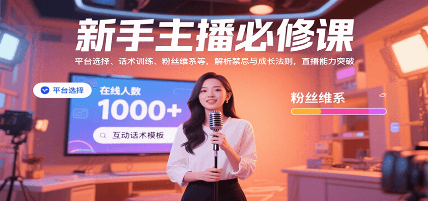 新手主播必修课：平台选择、话术训练、粉丝维系等，解析禁忌与成长法则，突破直播能力-白马联创
