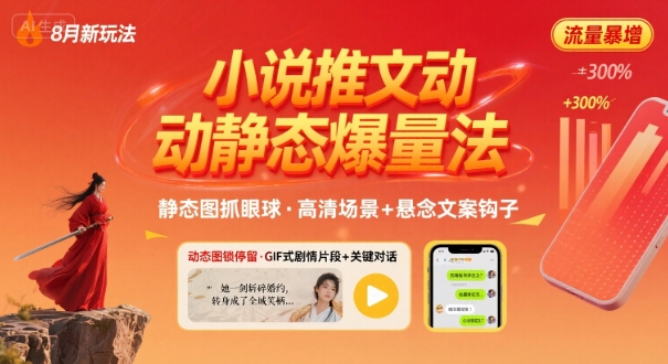 8月小说推文全新玩法，动静态图片+搭配小说文案爆量玩法-百义网络创业网-虚拟电商货源