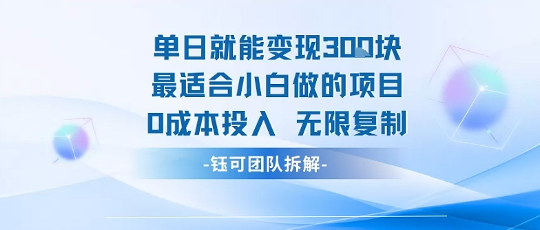 单日就能变现3张最适合小白做的项目0成本投入 无限复制-白马联创