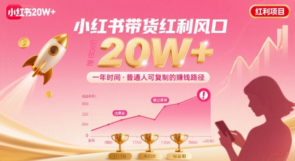 一年时间靠小红书带货项目年入20w+，最不能错的大红利项目-白马联创