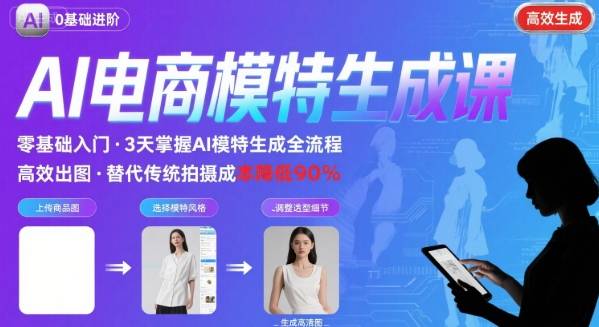 AI模特进阶课程，0基础高效生成逼真电商模特图-百义网络创业网-虚拟电商货源